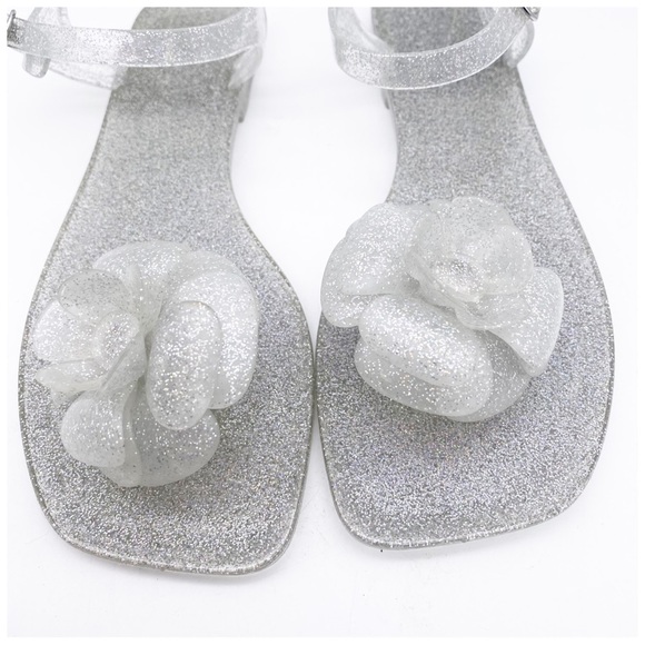NWB Play by Jeffrey Campbell Fleurisse Clear Glitter Sandals Size 8 - Picture 9 of 12